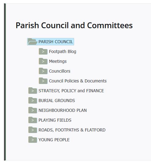 A screenshot of a custom file widget, taken from the east bergholt parish council website by pcf web design